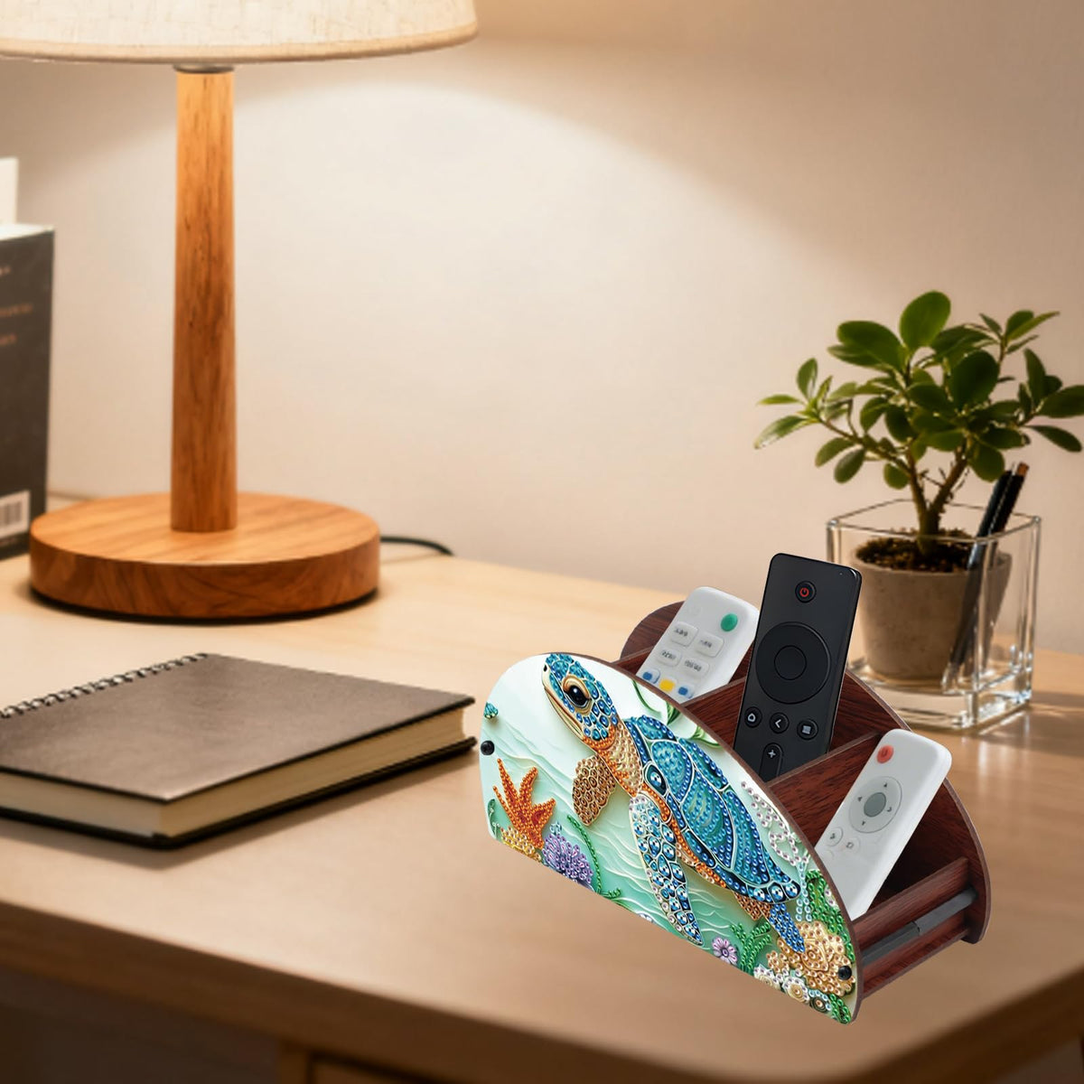 JISHSHAY Diamond Painting Remote Control Holder Sea Turtle Diamond Art Remote Holder Animal Gem Art Organizer Box Gem Painting Organizer Case Embroidery Storage Case Mosaic Kits for Adults Storage Box