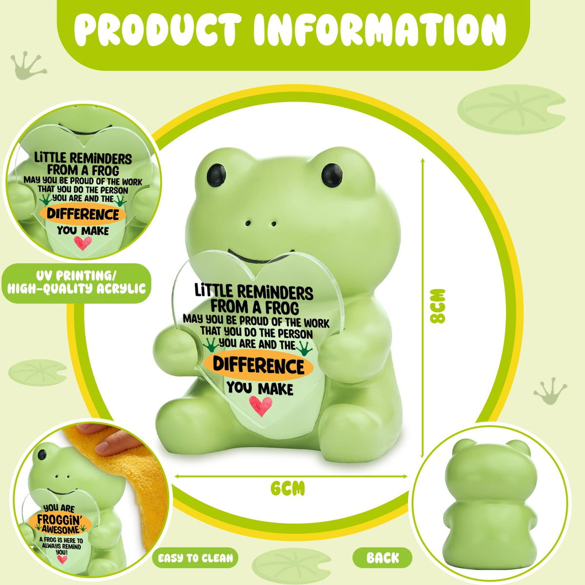 FOKCBOCM Little Reminder Frog Figurine Gift, May You Be Proud of the Work You Do Inspirational Desk Decor, Emotional Support Appreciation Present for Teacher Coworker Nurse-DSZX163