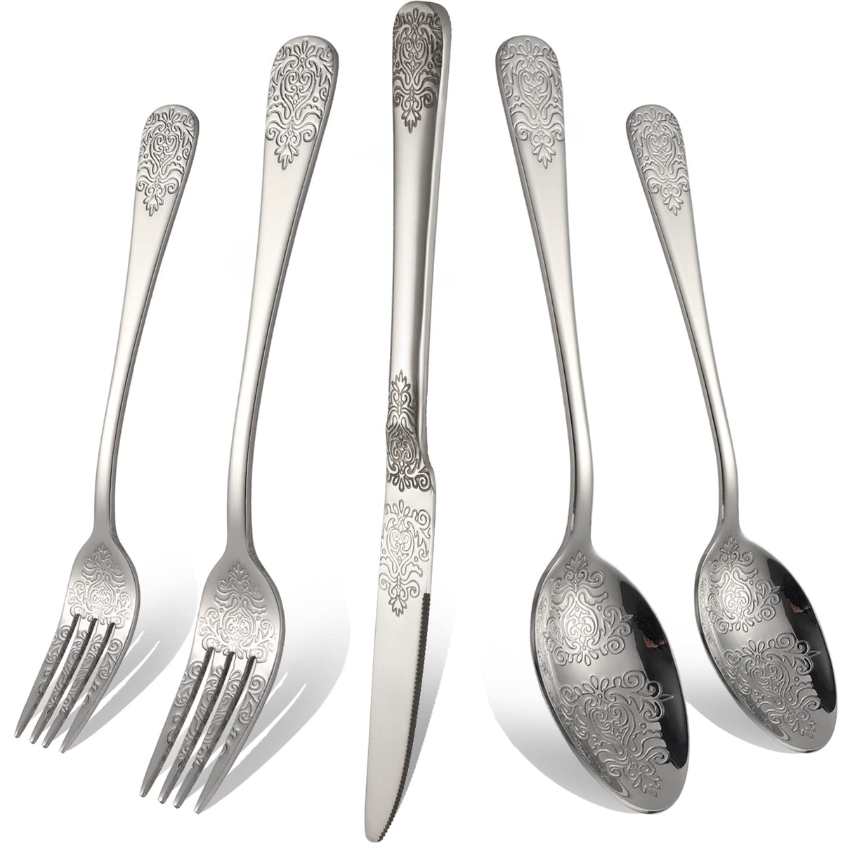 Silverware Set 40 Pieces Stainless Steel Flatware Cutlery Set Service for 8 Kitchen Utensil Tableware Sets Include Knives Forks Spoons for Kitchen Home Restaurant