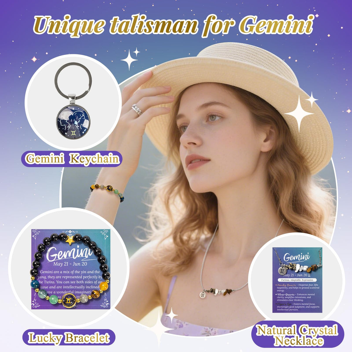 Gemini Birthday Gifts for Women Zodiac Gift Basket Sets for Best friend, Mom, Sister, Wife, Unique Birthday Gift Ideas for Women