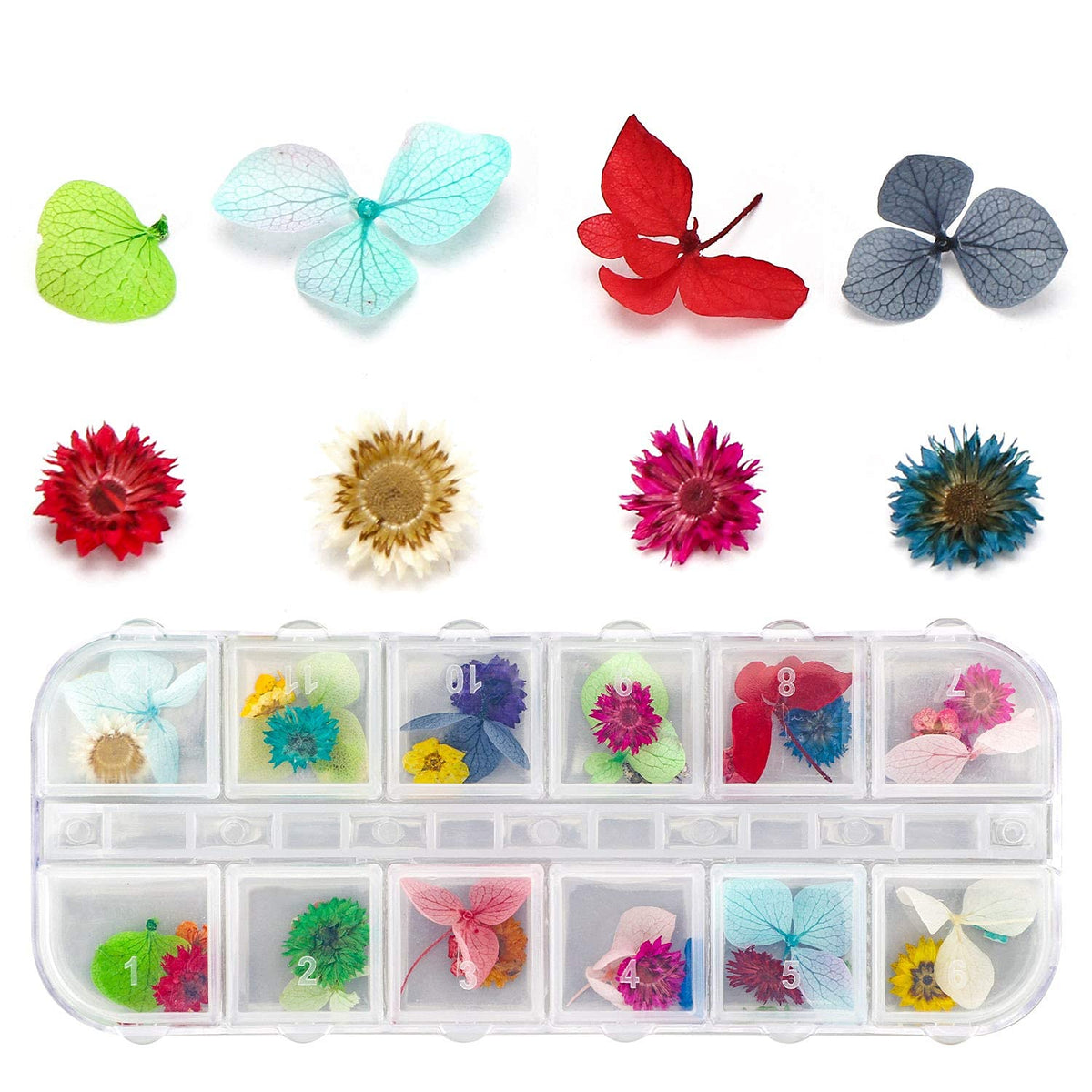 Gartful 4 Boxes Dried Flowers for Resin, 48 Styles Natural 3D Applique Flowers DIY Craft Supplies, Resin Epoxy Casting Fillers for Silicone Molds, Nail Arts, Handmade Projects, Decoration Accessories