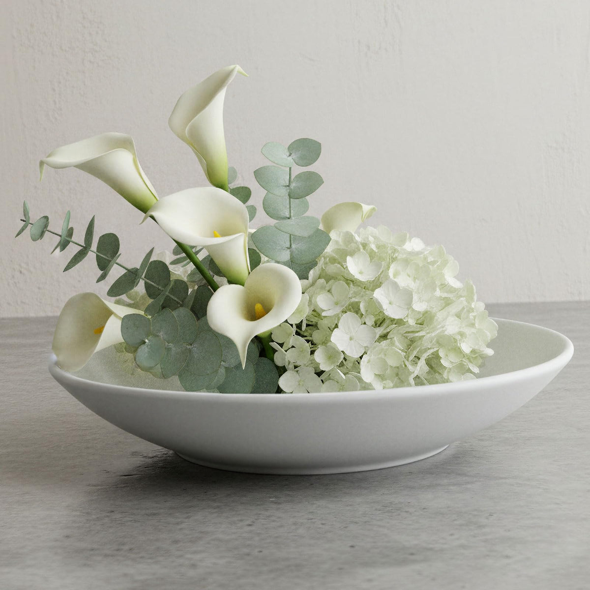 hjn White Ceramic Vase Bowl Decorative Planter - Minimalist Tabletop Vase for Dried Flowers, Succulents & Home Decor Accents -Shallow Plate-12.5''dx2.3''h
