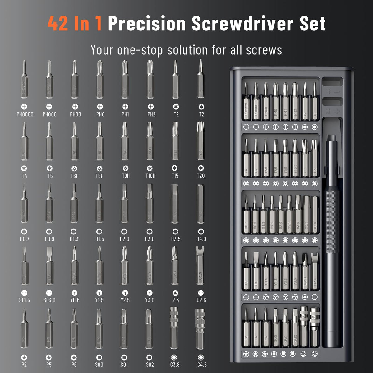 KATERK 42-in-1 Mini Screwdriver Set - Precision Small Magnetic Screwdriver Set Repair Tool Kit for Phone, Computer, Watch, Laptop, Macbook, Ring Doorbell, Eyeglass, Electronic, Screw Driver