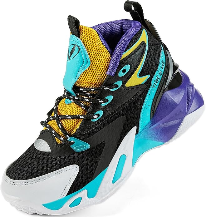 VITUOFLY Kids Basketball Shoes Boys Air Cushion Sneakers Girls Mid Top School Hoops Shoes Non-Slip Outdoor Sports Running Gym Comfortable Durable Little Kid/Big Kid