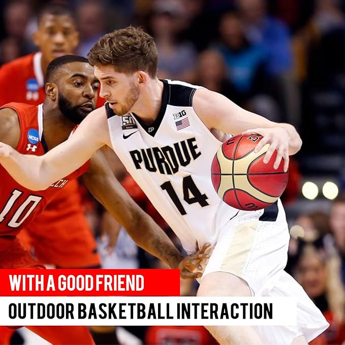 Training Soft Touch Rubber and Faux Leather Fighting Basketball, High Bounce Indoor Outdoor Basketball Gift