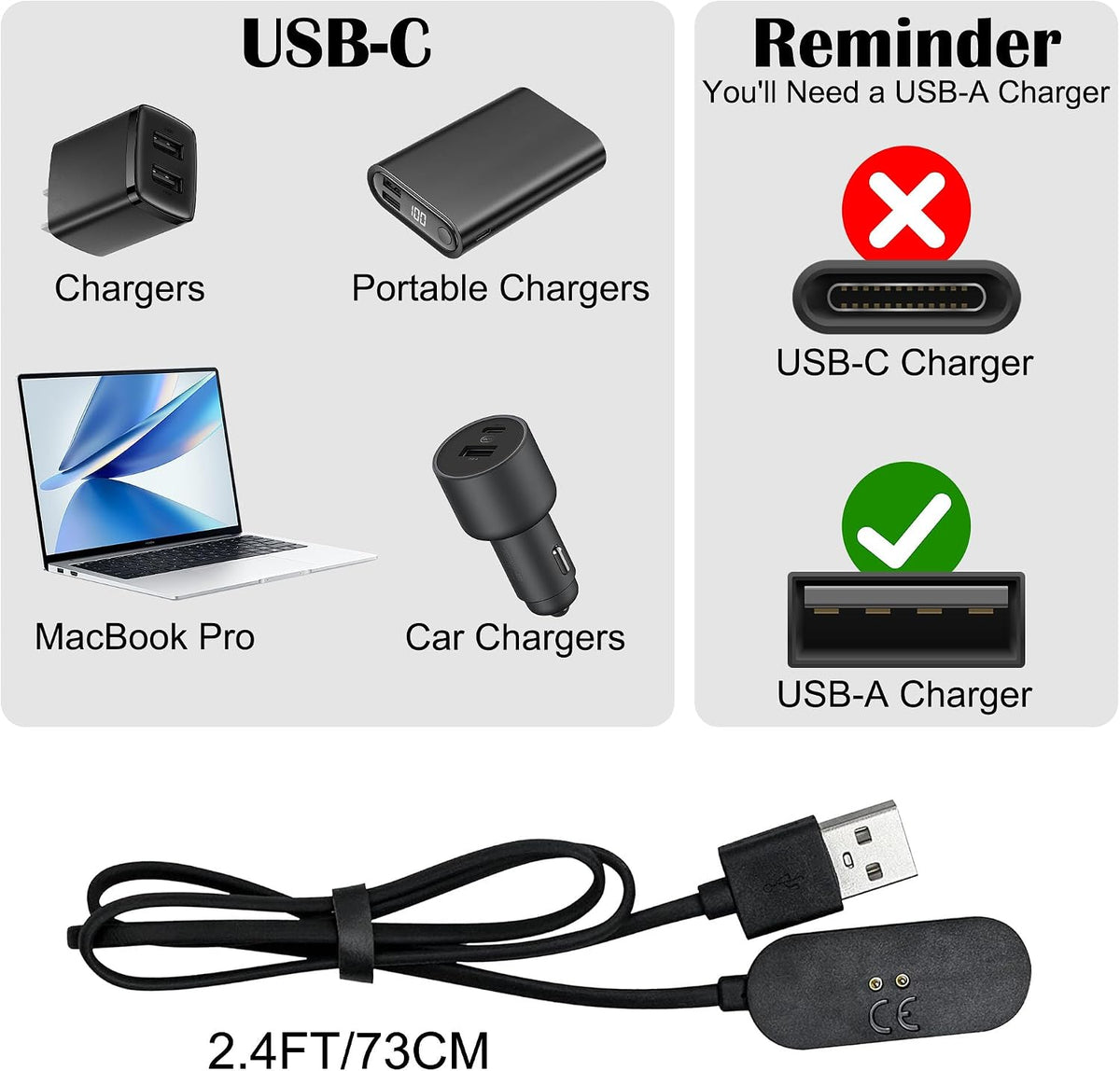 Set Replacement USB Charger Cable & Cleaning Brush