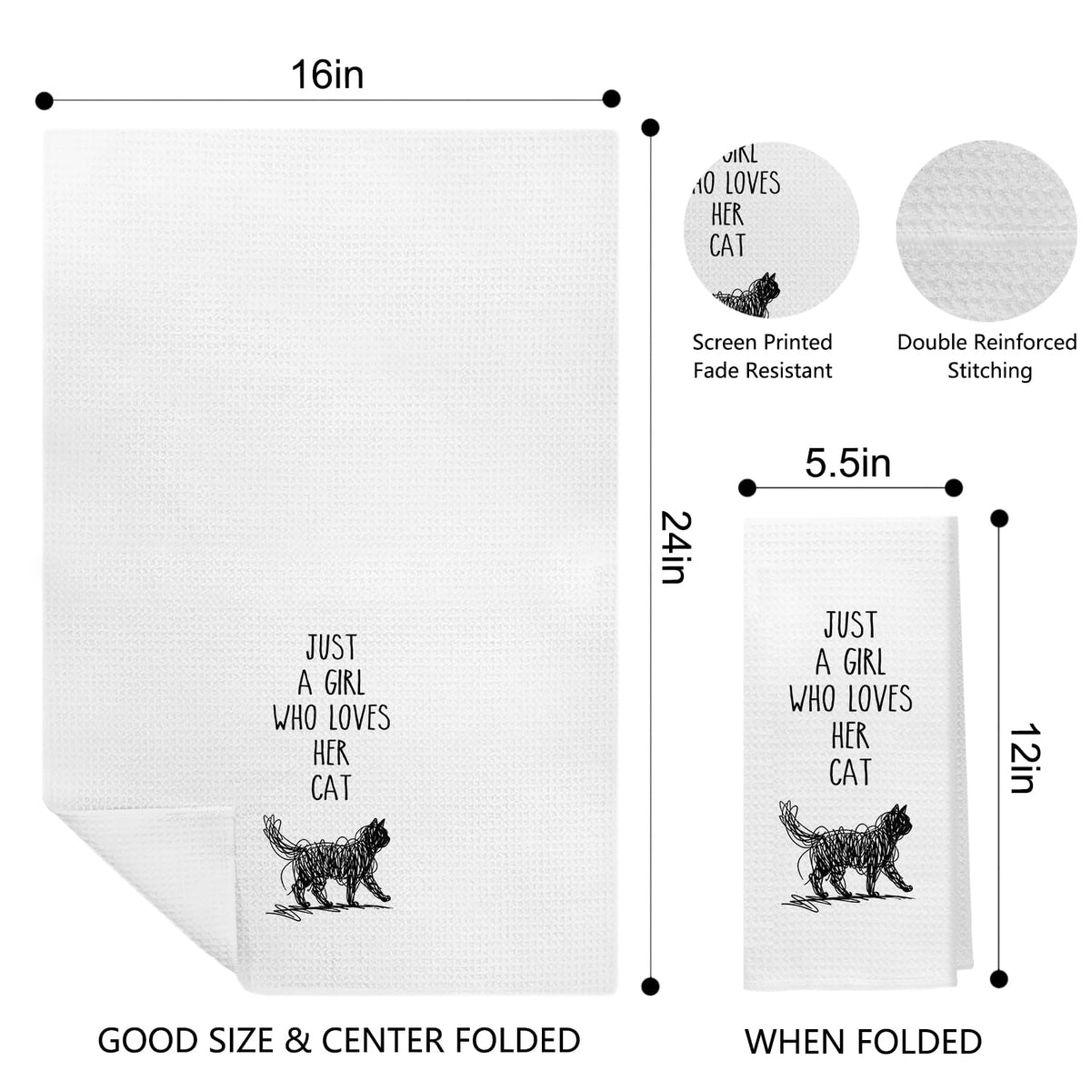 Kemingni Funny Black Cat Kitchen Towels Set of 2, Cat Mom Lady Gifts for Women, Pet Lover Gifts, Easily Distracted by Cats Decorative Hand Dish Tea Towels for Bathroom Kitchen, 16x24 Inch