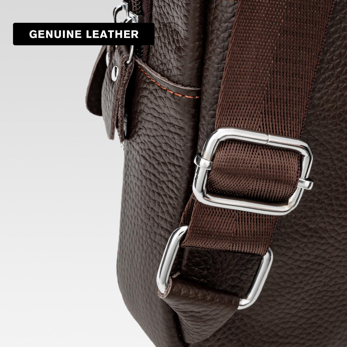 molshine Genuine Leather Sling Crossbody Bag,Fashion Chest,Casual Shoulder Bag for Men Women Work Travel Cycling HB024 (Brown)