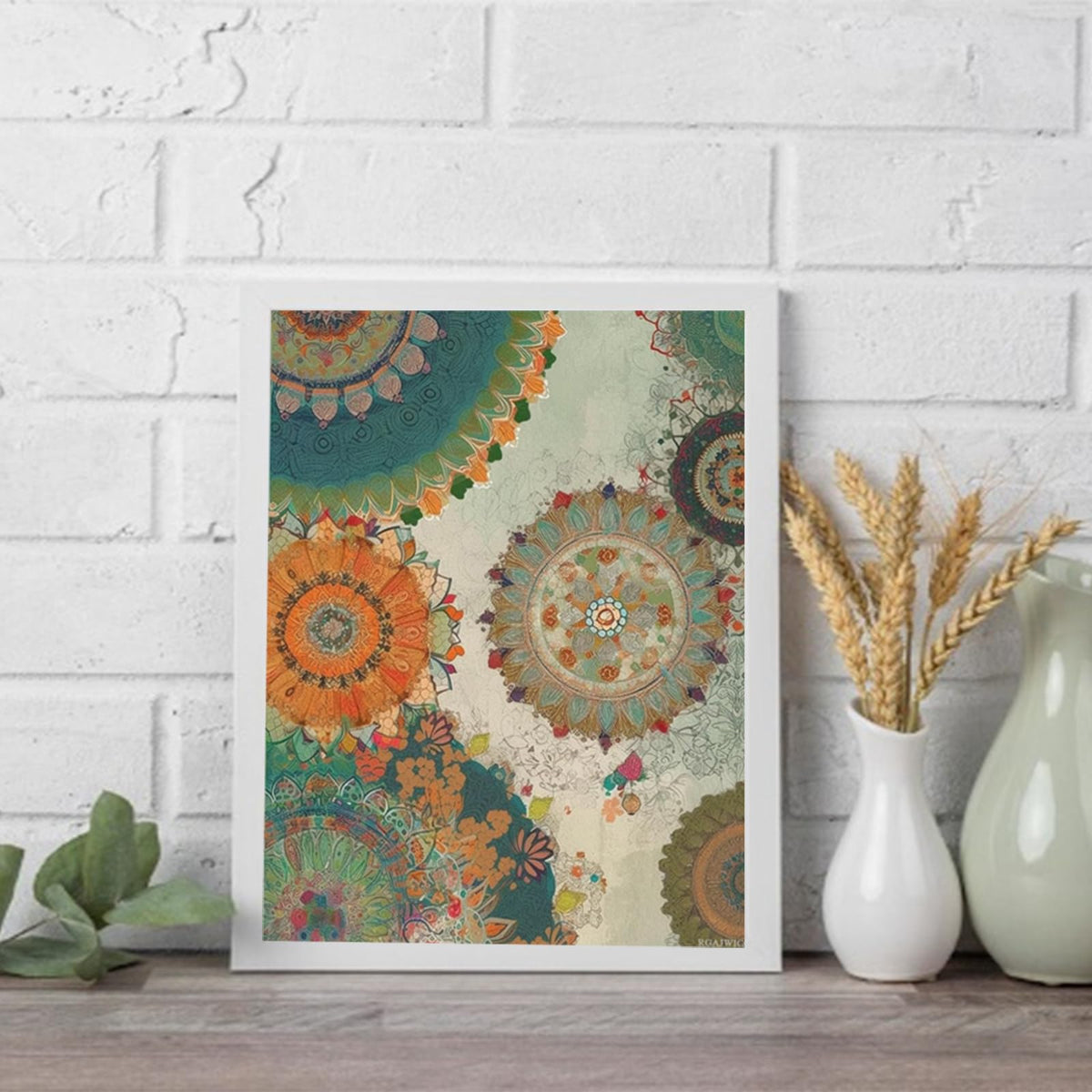 RGAJWIC Mandala Diamond Art Diamond Painting Vintage Flower Diamond Art for Adults Flower Gem Painting Crafts for Christmas Gift Art Craft Kit 12x16 inch