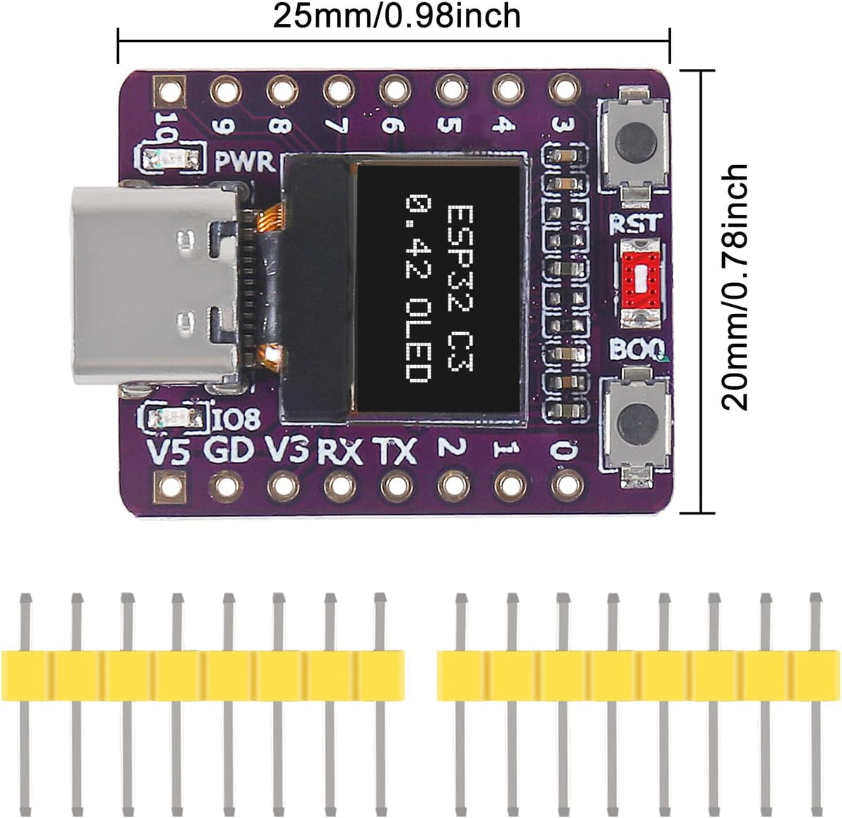 AITRIP 3PCS ESP32-C3 0.42 Inch ESP32 OLED Development Board with OLED Module Ceramic Antenna WiFi Bluetooth Supermini