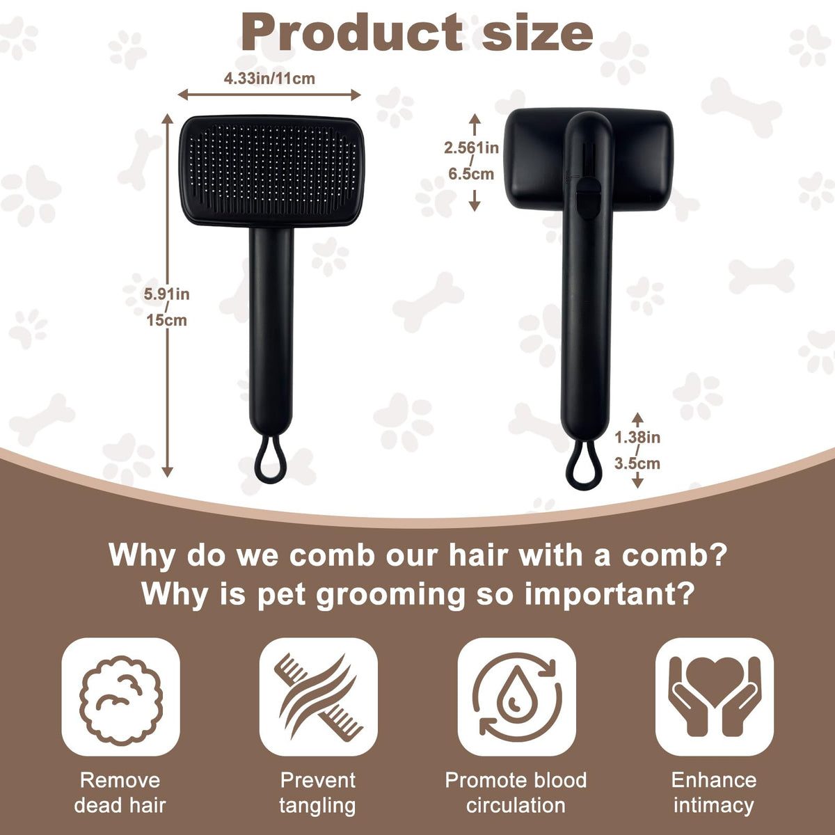 Self Cleaning Deshedding Cat Brush for Dogs & Cats,Adjustable Cat Brushes for Indoor Cats, Easy to Clean Grooming Tool for Long & Short Haired Pets