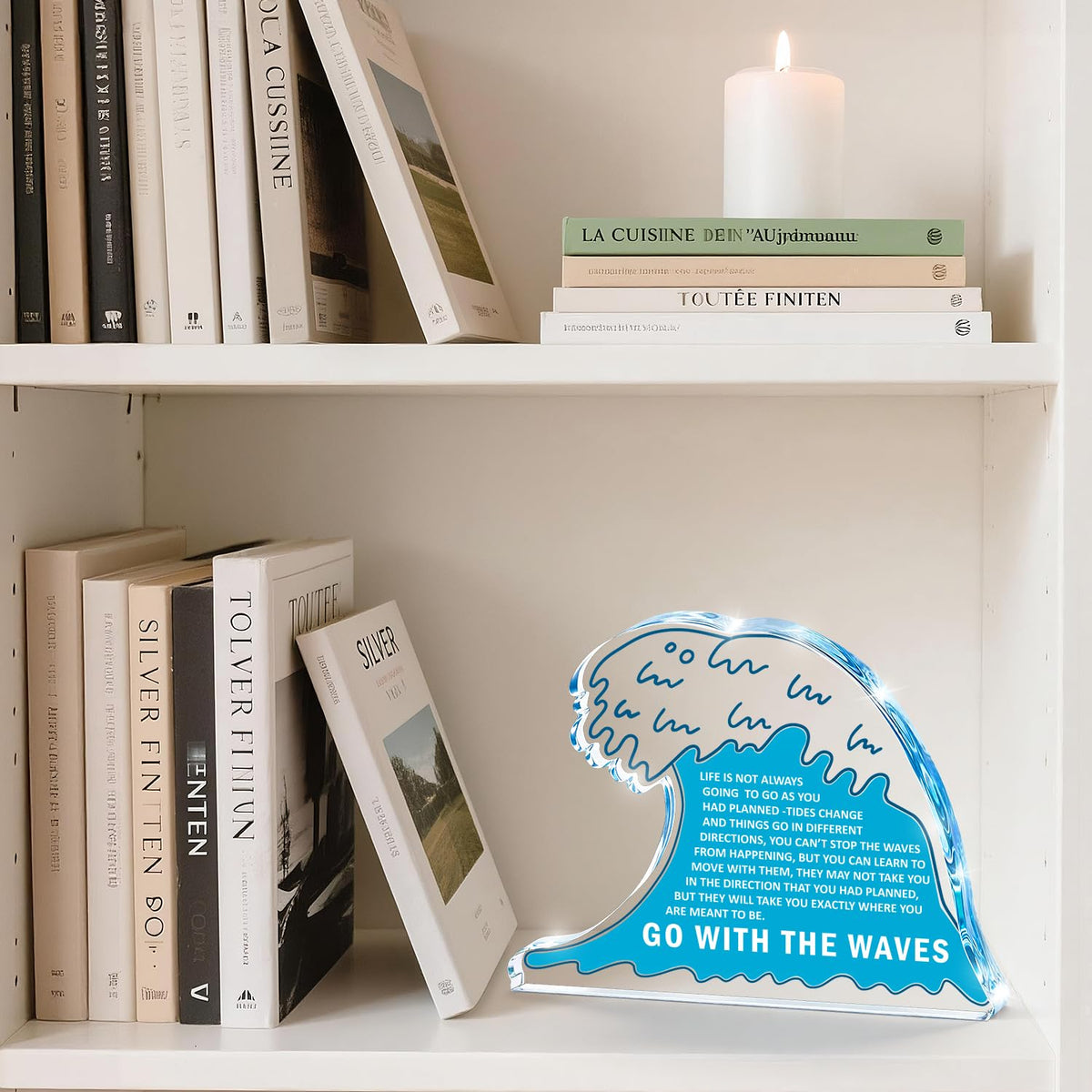 Inspirational Gifts for Women Men,Easter Basket Stuffers Coworker Leaving Retirement Farewell New Job Graduation Gifts for Her Him,Anxiety Relief Item Acrylic Office Desk Decor Ocean Wave Plaque Sign