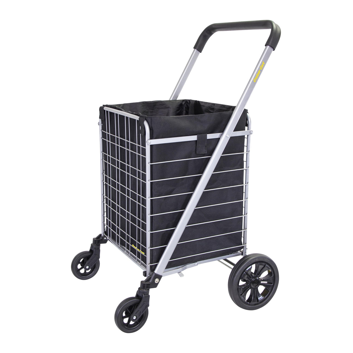 dbest Products Cruiser Cart Deluxe 2 with Liner Bag Bundle Shopping Grocery Rolling Folding Laundry Basket on Wheels Foldable Utility Trolley Compact Lightweight Collapsible