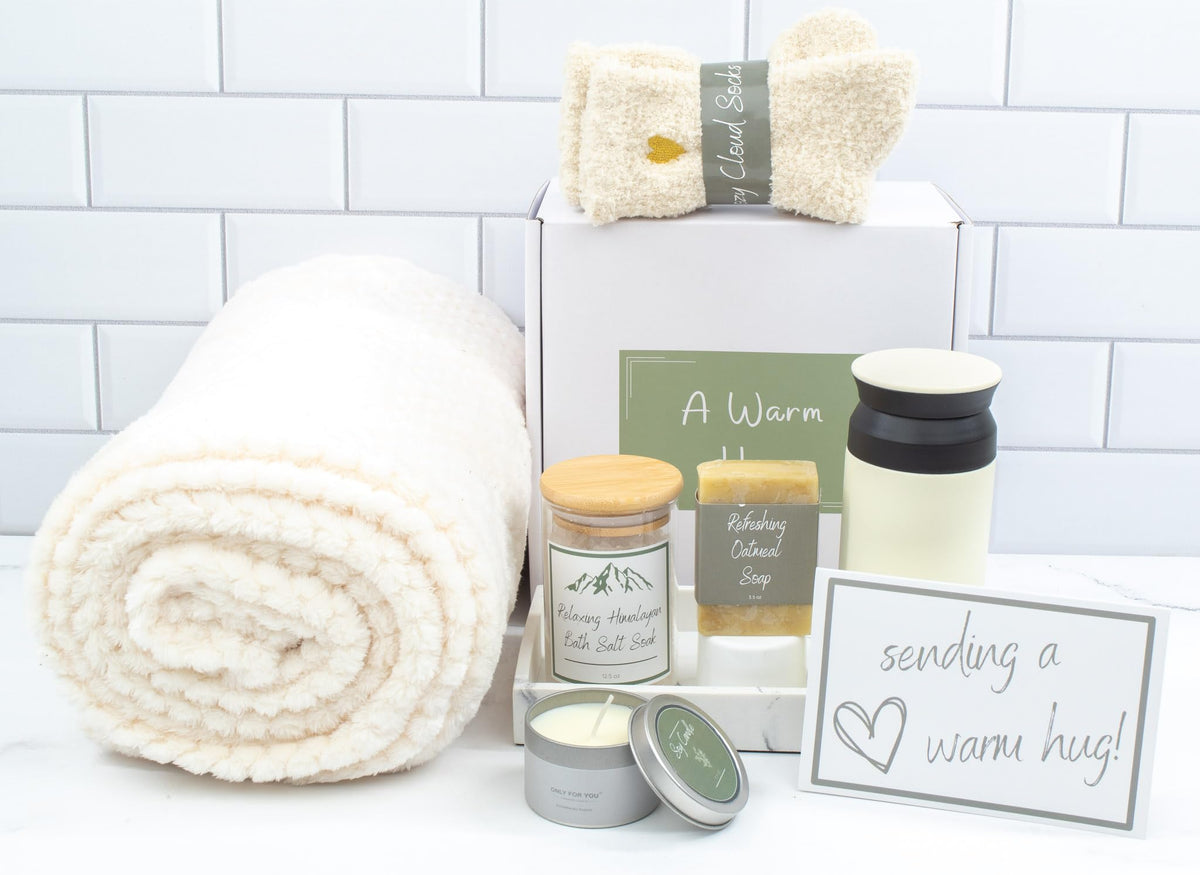 A Warm Hug Gift Box for Women - Cozy, Relaxing Self Care, Get Well, Sympathy, Thinking of You - Thoughtfully Curated Box for Her