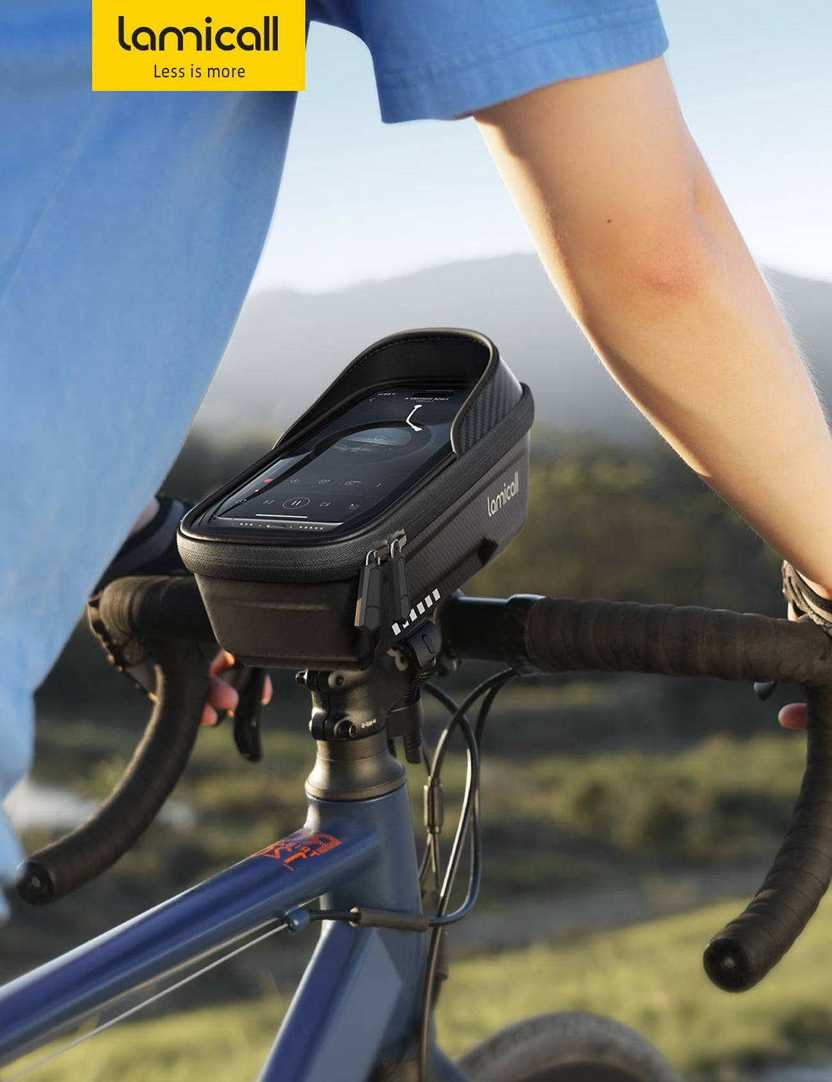 Lamicall Bike Frame Bag Waterproof - [1s Release] [2 in 1] Bike Phone Mount Holder, Bicycle Top Tube Bag, Cycling Pouch with Rain Cover, Bikes Accessories Gifts for Phones Under 7"