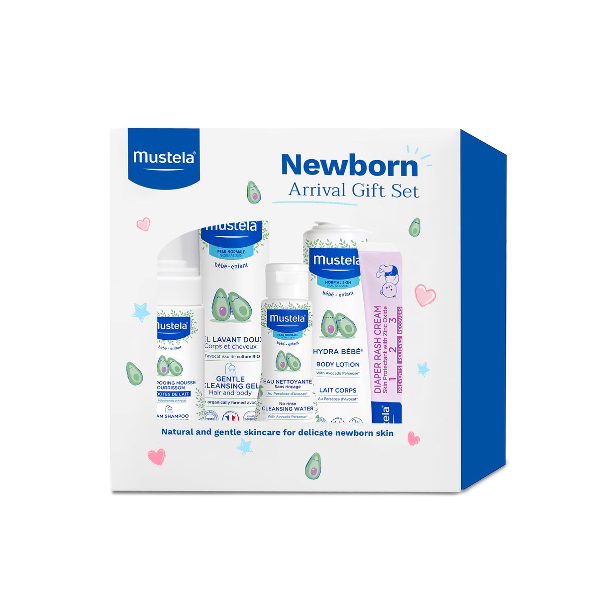 Mustela Newborn Arrival Gift Set - Baby Skincare & Bath Time Essentials - Natural & Plant Based - 5 Items Set