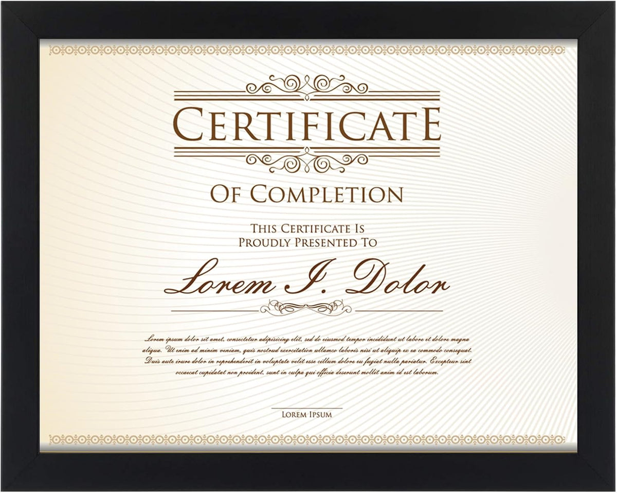RUN HELIX 8.5x11 Picture Frame - Elegant Document & Diploma Display for Wall or Tabletop, Black