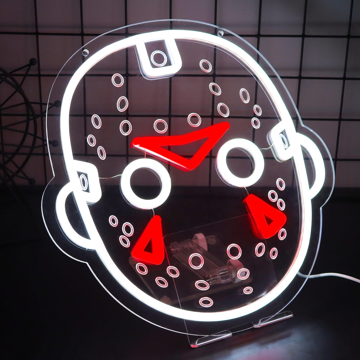 TOPQUALI Horror Movies Neon Signs For Wall Decor, Dimmable Friday The 13th Led Light Up Signs for Room Bar Man Cave Movie Night Party Halloween Decorations Gifts 12.2 * 12.5 inch