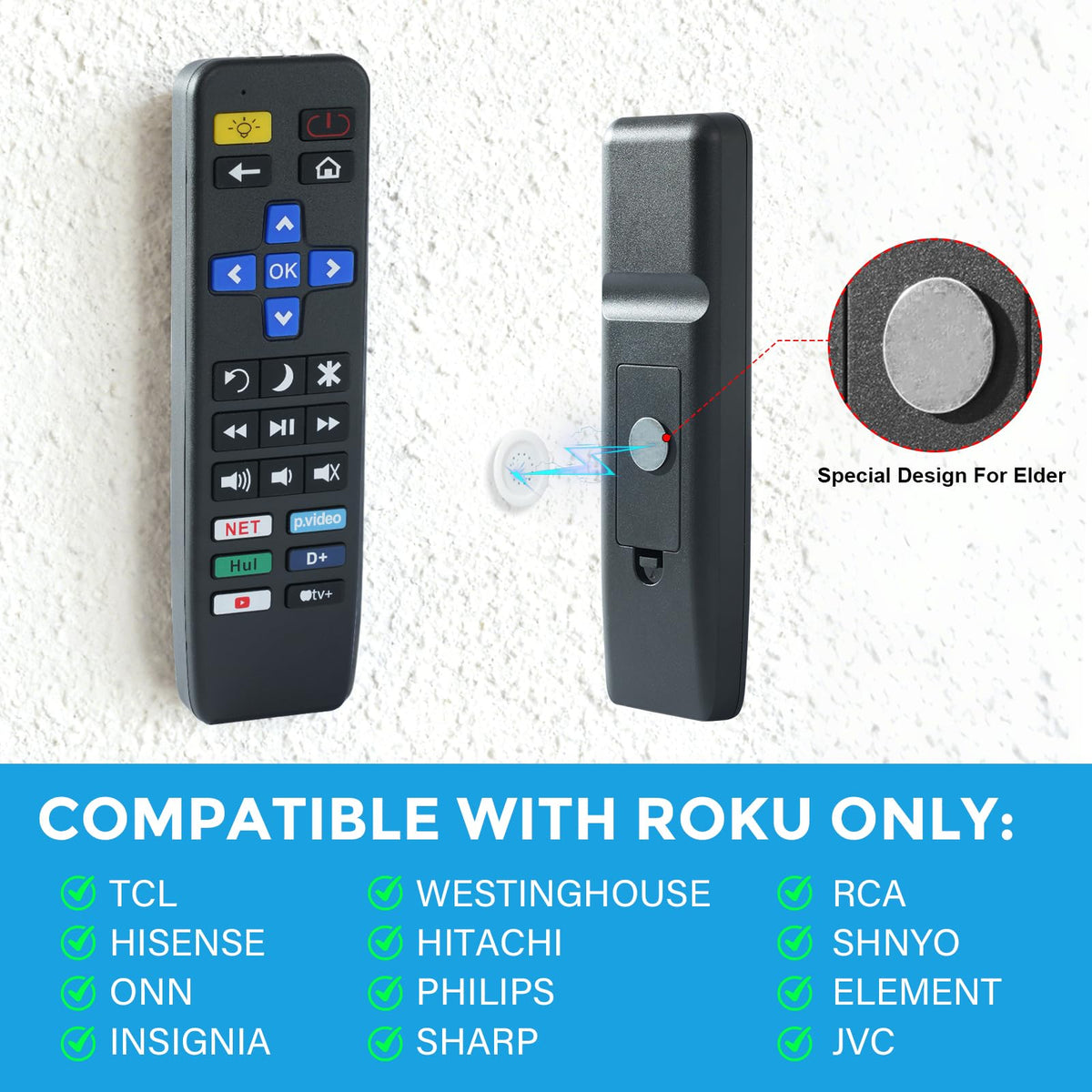 Big Button TV Remote Control Replacement for All Roku TV only Simple and Easy to Use