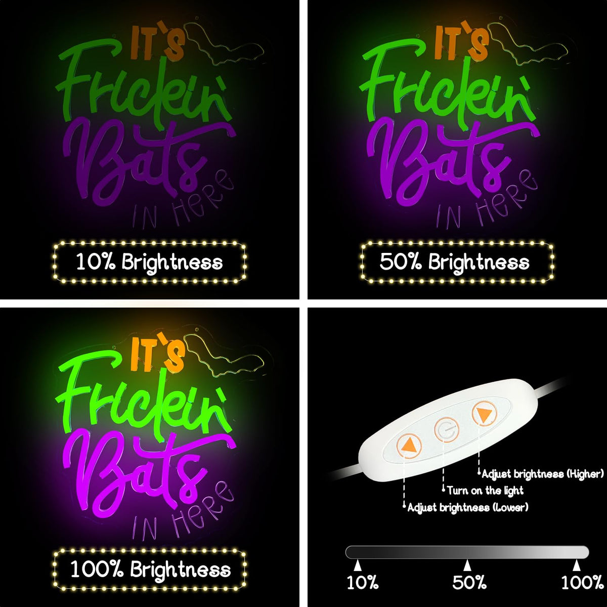 FuugZze It's Frickin Bats Halloween Neon Signs for Wall Decor It's Frickin Bat Neon Lights Halloween Led Signs for Bedroom Wall USB Halloween Light Up Sign for Bedroom Bats Wall Decor Party Gifts