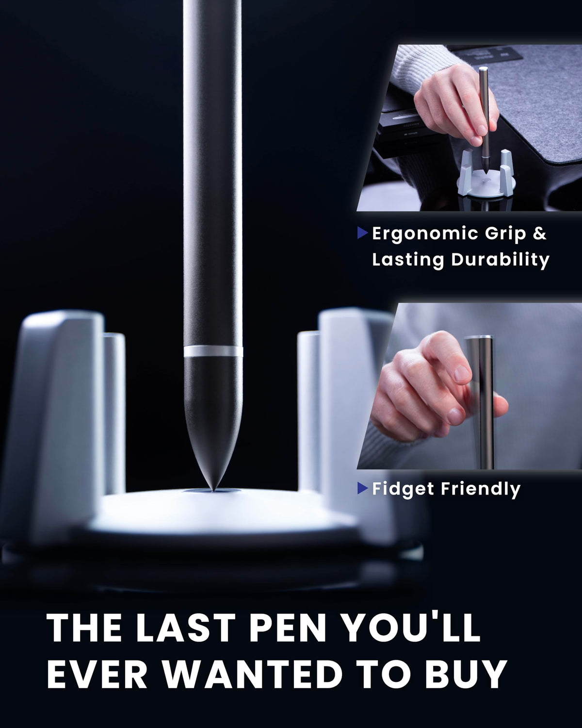 novium Hoverpen - Luxury Pen for Men & Women, Vertically Standing Executive Ballpoint Pen with Top Grade Free-Flowing Ink Refill, Metal Made, Unique Gifts, Luxury Pen for Men, Mens Gifts Ideas
