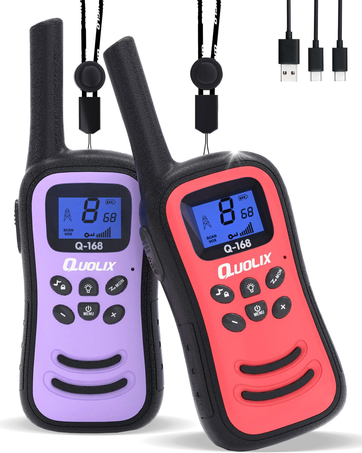 Walkie Talkies for Kids, Toys for Age 5-13 Girls LED Flashlight, VOX, Rechargeable, Easy to Use Kids Walkie Talkies, Christmas Birthday Gifts Indoor and Outdoor Toys (1Red1Purple)