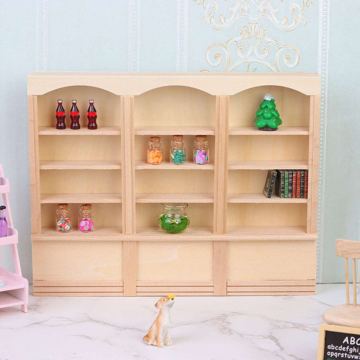 1:12 Scale Dollhouse Miniature Bookcase Display Shelf Locker Exquisite Doll House Furniture Decor Accessories for Mini Book Storage Scene Layout Collection Display for Dollhouse Enthusiasts