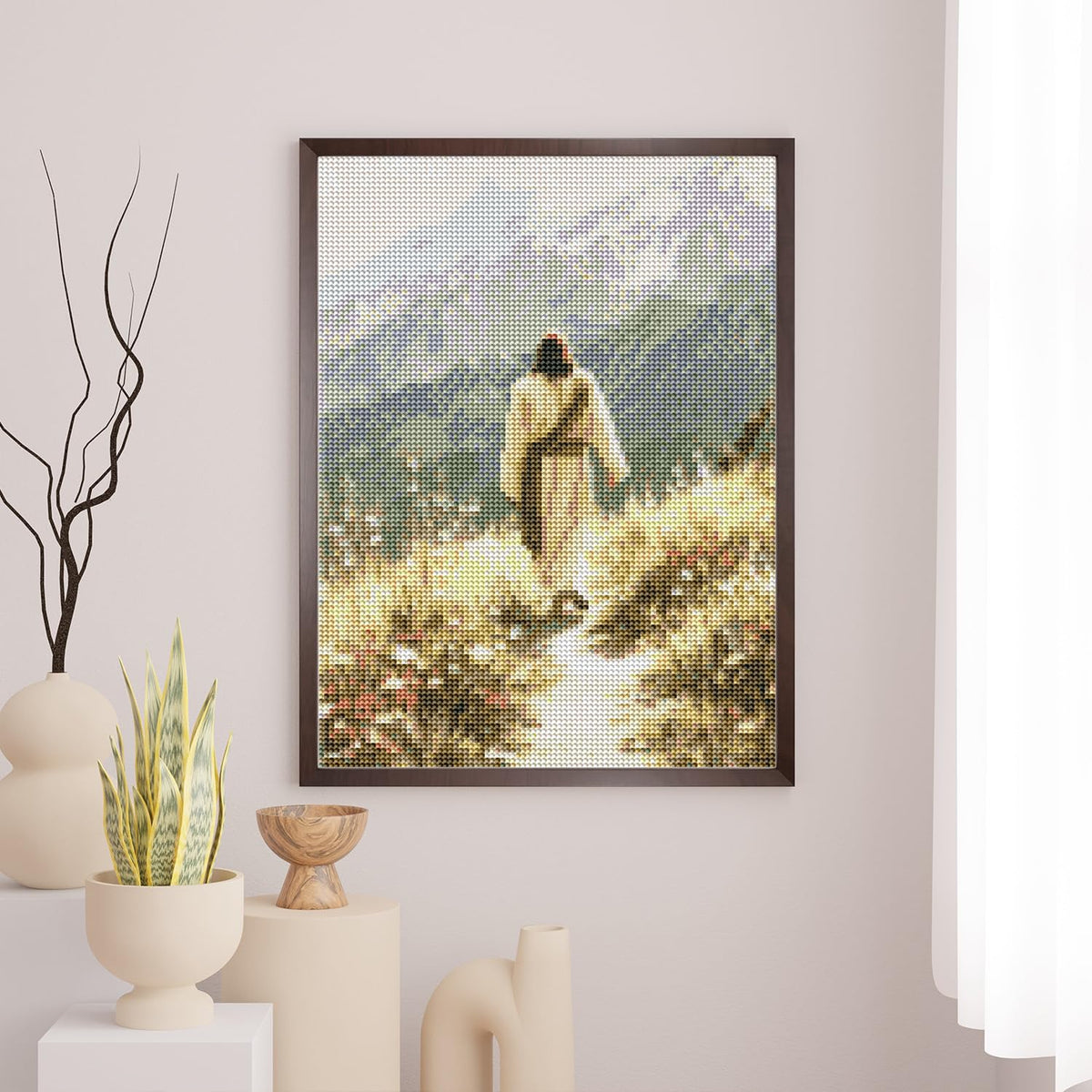 Sitsink Jesus Diamond Art Kits for Adults - Full Drill Jesus Walking on Ocean Beach Christian Diamond Painting, 5D Gem Art Canvas Set Religious Christ Holiday Gifts for Women (4 Sheets)
