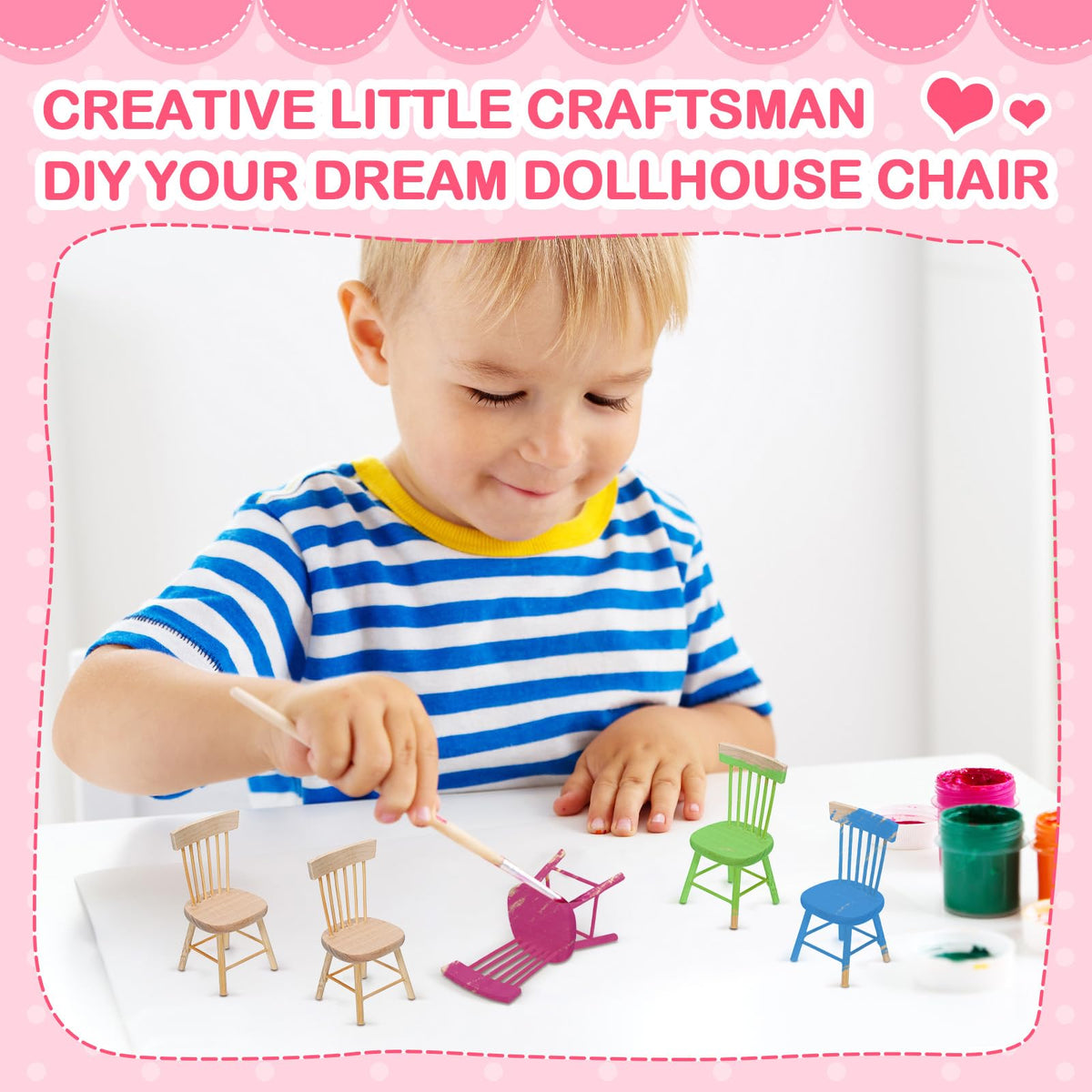6PCS Dollhouse Chairs, 1/12 Scale Dollhouse Furniture - Wooden Mini Furniture Accessories, Tiny Mini Chair for Doll House, Fairy Garden, Photography Props,Home Decor & Christmas Party (1.6in*3.2in)