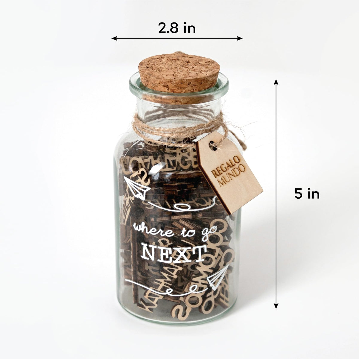 Where to Go Next – Travel Destination Jar | Eco-Friendly Travel Gift for Travelers, Couples & Adventurers | 100 Wooden Carved Places to Visit