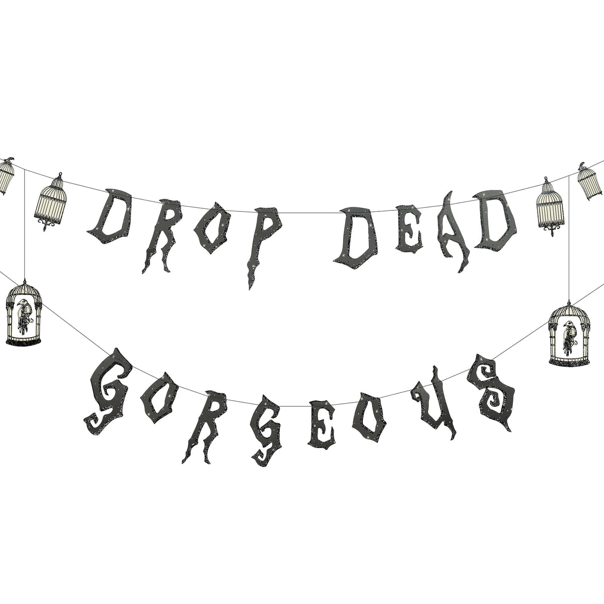 Cheerland Gothic Party Decorations Drop Dead Gorgeous Garland Skeleton Raven for Girls Birthday Party Decoration Wedding Bridal Shower Halloween Hanging Teen Goth Sweet 16 Bachelorette Decor