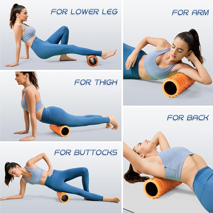 Foam Roller High Density 18" Foam Roller for Deep Tissue Muscle Massage, Trigger Point Fitness Exercise Massage Roller Self-Myofascial Back Roller Release for Whole Body