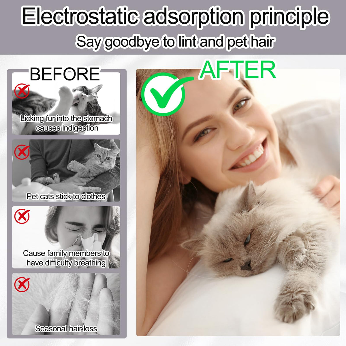 Guiqulai 3 Pcs Pet Hair Remover Gloves Reusable Electrostatic Cat Dog Hair Remover Glove Pet Hair Removal Tool for Couch Furniture Curtain Carpet