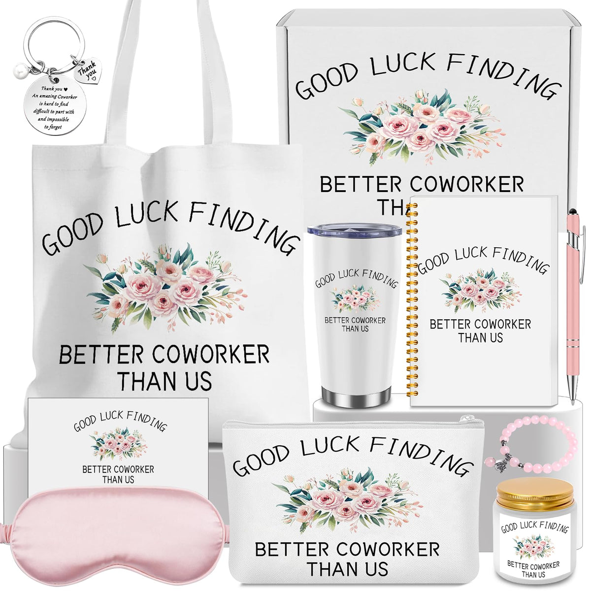 Jiytivity 11 Pcs Coworker Farewell Gifts Funny Gift for Women Colleagues New Beginning Gift Include Tumbler Notebook Pen Bracelet Aromatherapy for Coworker Lady Manager Employee Friends Leaving Gifts