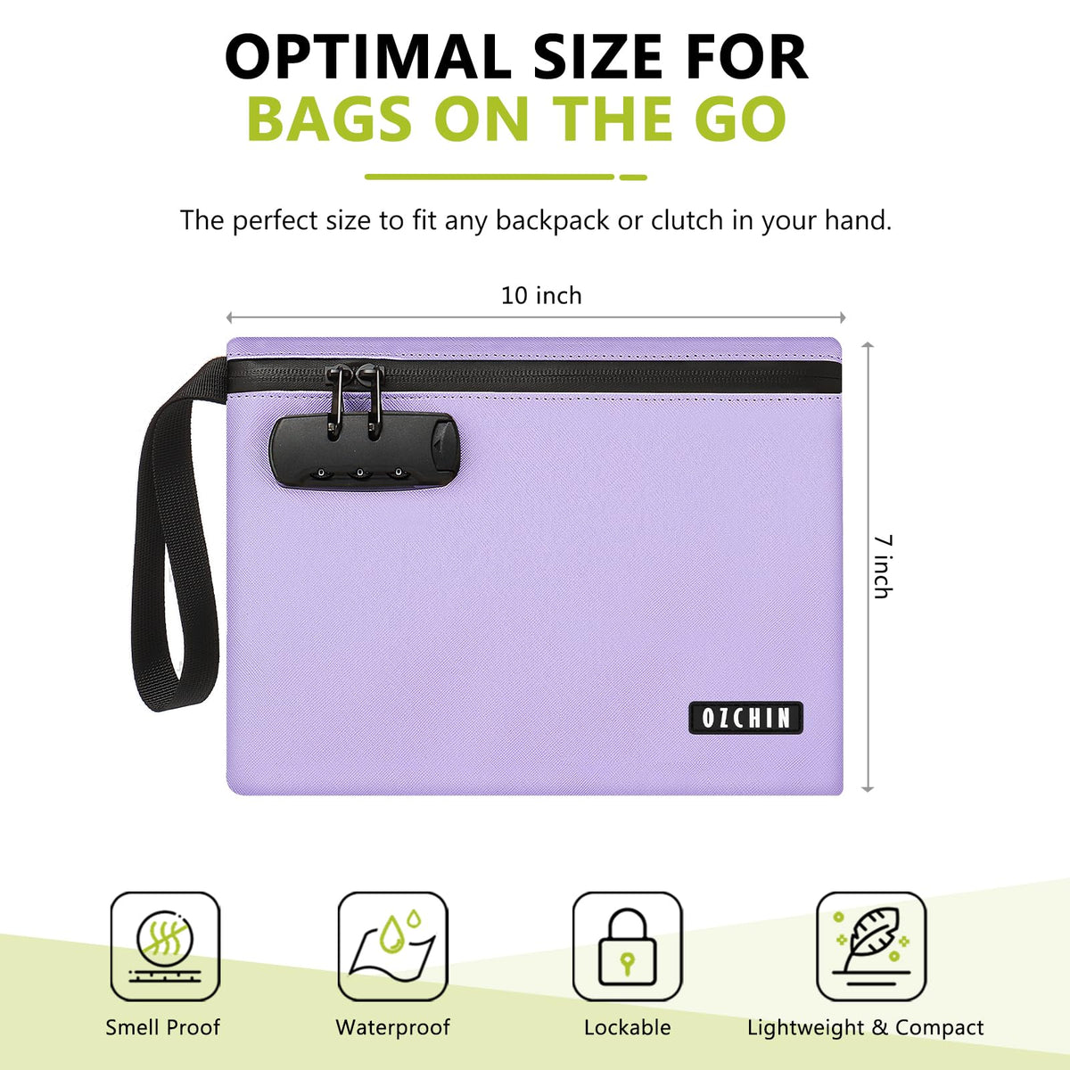 OZCHIN Smell Proof Bag with Combination Lock 10 X 7 inchs Locking Bag PU Leather Waterproof Lockable Case Great Gift Ideal