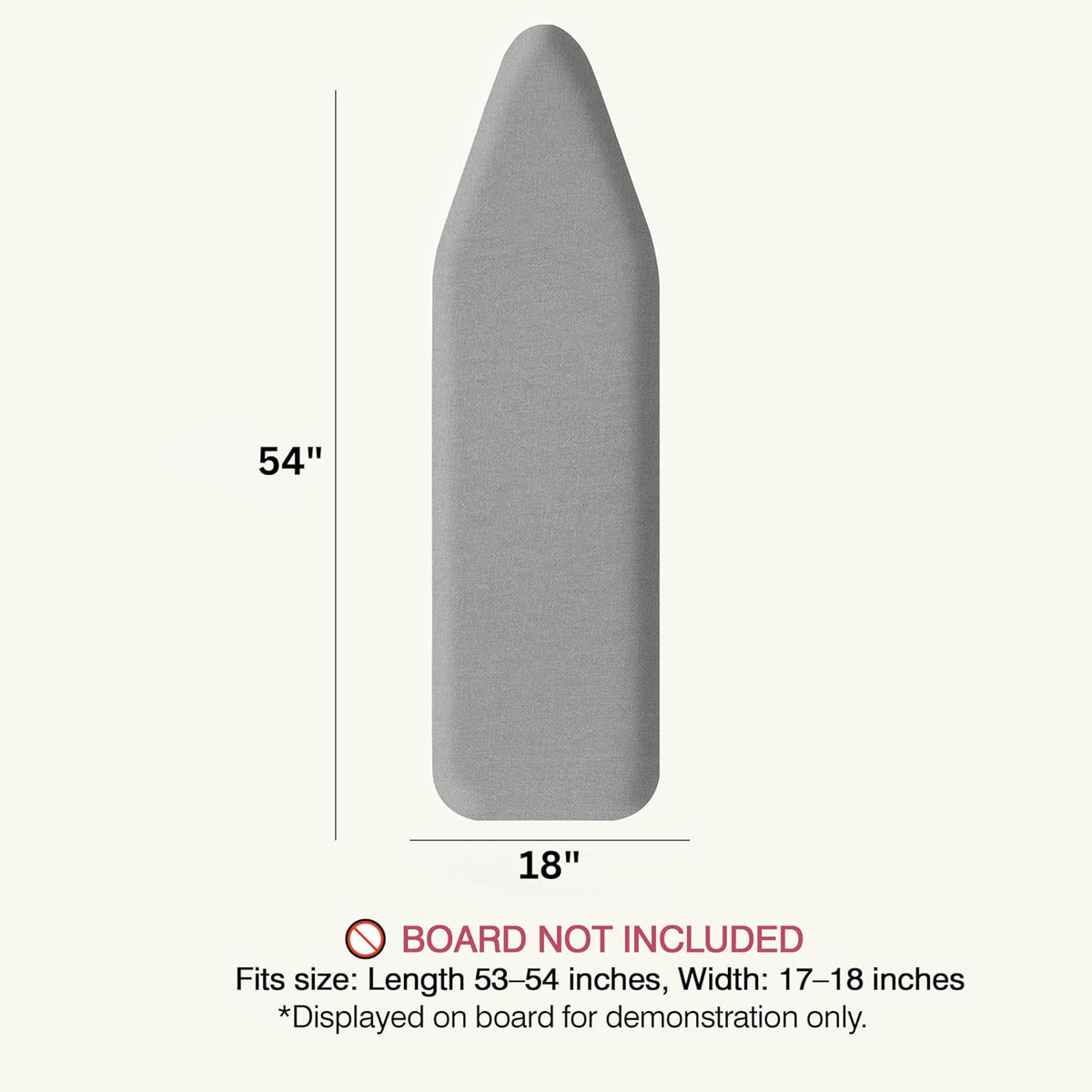 UniSimp Ironing Board Cover - Extra Thick Natural Cotton, Scorch & Stain Resistant | 18"x54" Gray