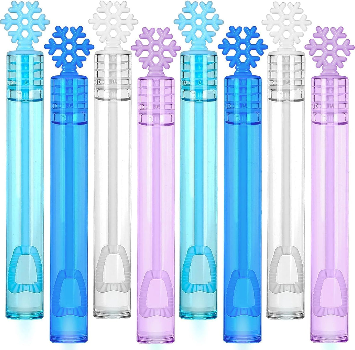 Skiennix 32 Pcs Snowflake Bubble Wands - Colorful Mini Party Favors for Kids | Winter-Themed Fun