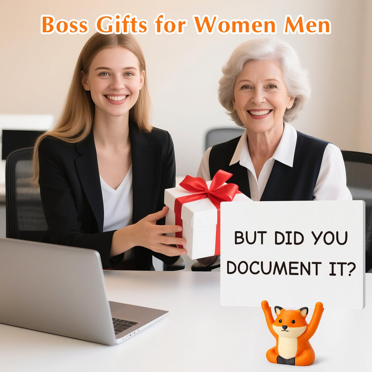 But Did You Document It Sign - Funny Gifts for Lawyer Nurse Teacher HR, Cute Fox Office Desk Accessories, Sarcastic Decor for Women Men, Coworker Leaving Boss Day Present