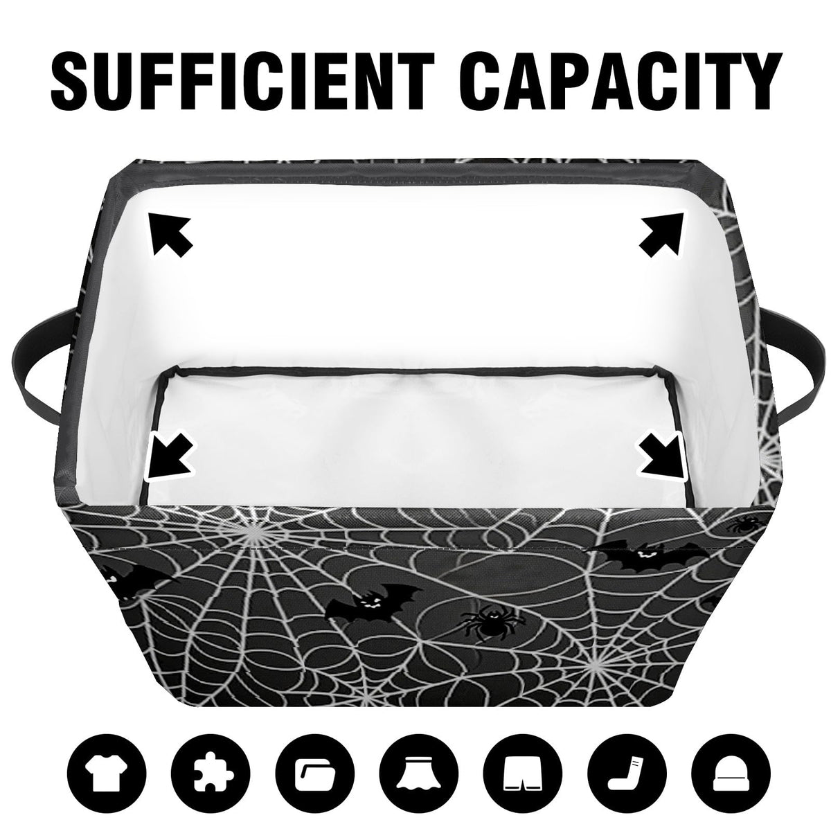 AHENGPAIG Halloween Baskets,Spider Web Bat Storage Bins with Handles for Men, Foldable Organizer Storage Boxes 14 x 10 x 8