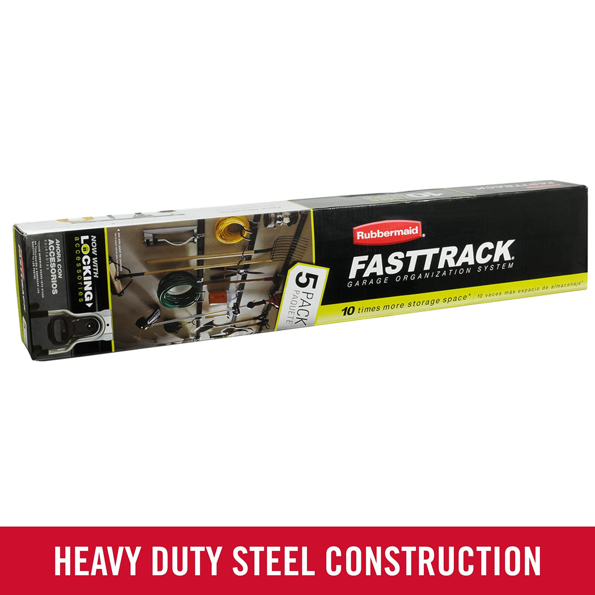 Rubbermaid FastTrack Garage Storage Utility Hooks 5 Piece Black All in One Rail Hook Kit and Tool Organizer Heavy Duty for Home/Garage/Shed/Garden