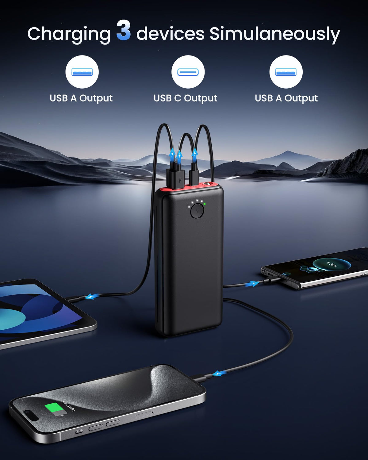 Portable Charger Power Bank 40000mah, USB C Fast Charging 22.5W External Battery Pack Phone Charger Quick Charge with 3 Outputs & 2 Inputs for iPhone 16/15 Samsung Android Camping Travel Essentials