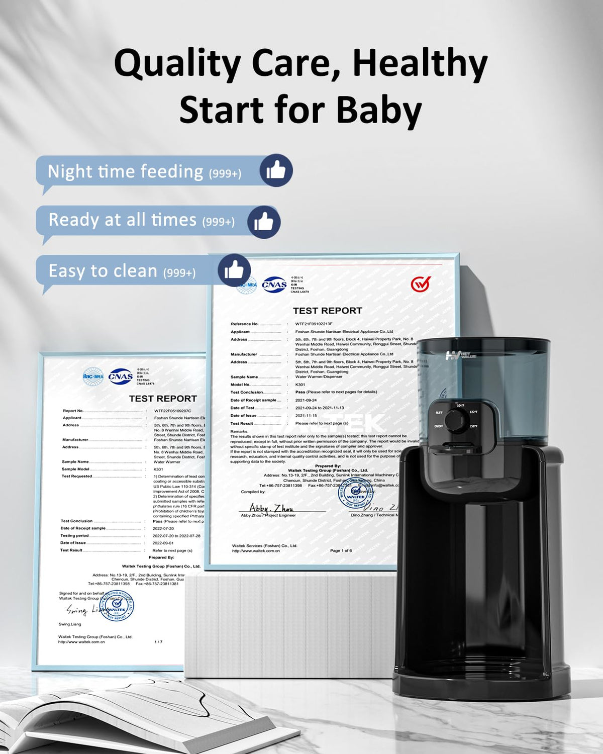 Water Warmer, HEYVALUE Baby Bottle Warmer, Formula Maker with Night Light, 4 Temperature Control & 72H Keep Warm, Detachable Tank, Instantly Dispenses Warm Water, Feed Baby More Easier and Healthier