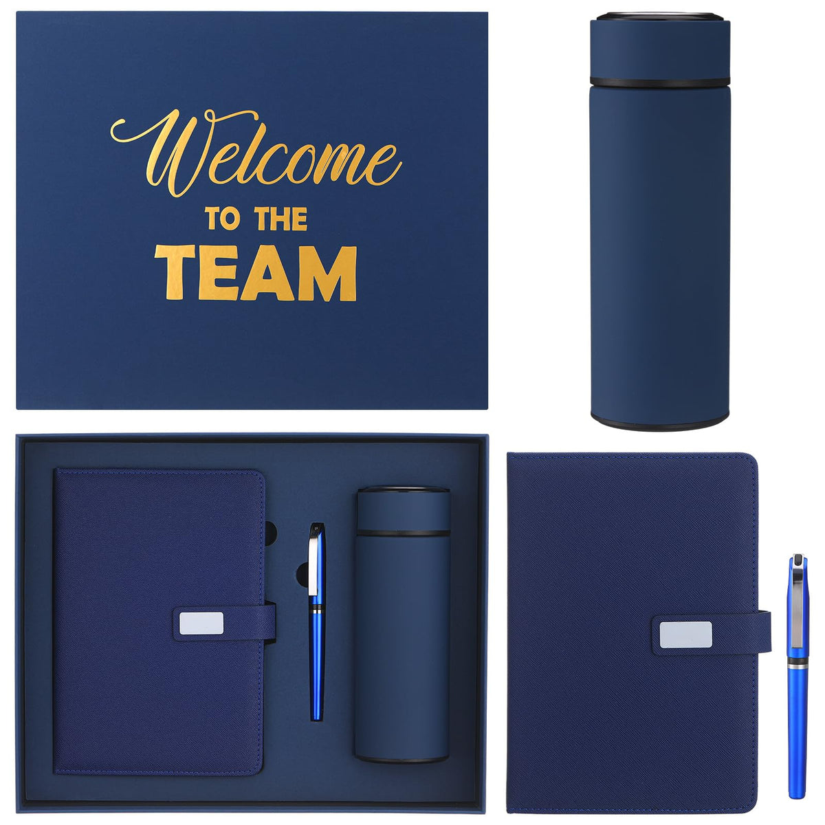 Thenshop Set of 5 New Employee Welcome to The Team Gift Sets Notebook Pen and Tumbler Welcome to The Team Box Employee Appreciation Gift Sets for New Worker Men Women Office(Blue)
