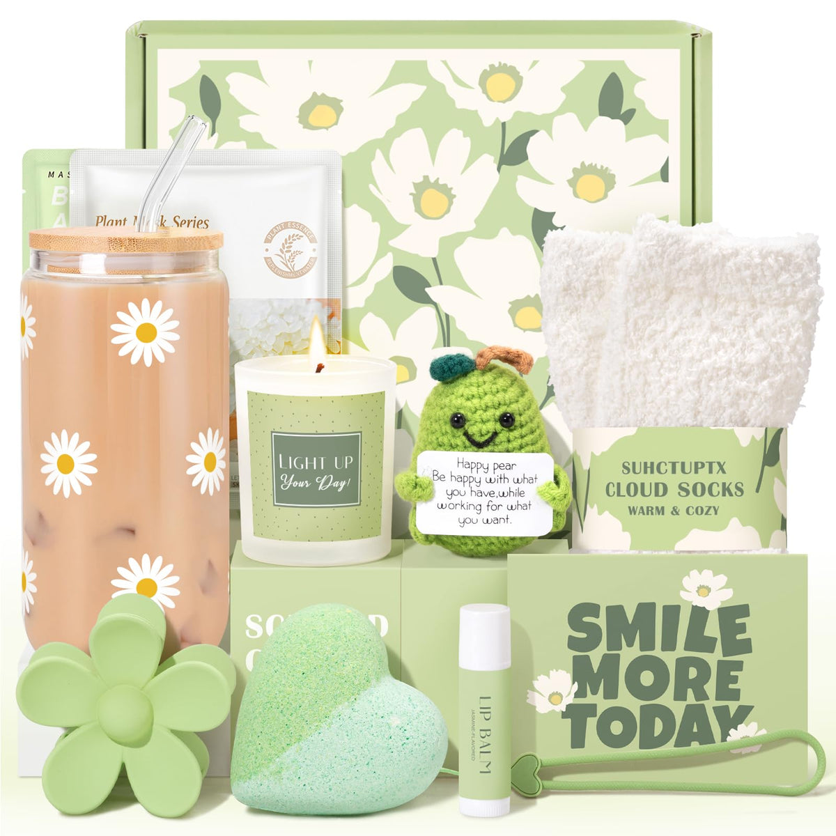 Gift Baskets for Women, 11pcs Unique Happy Birthday Gifts for Women, Best Inspirational Get Well Christmas Ideas Box w/Daisy Cup Her Teen Girl Sister Friend Friendship Mom - BRIGHTEN UP HER DAY!