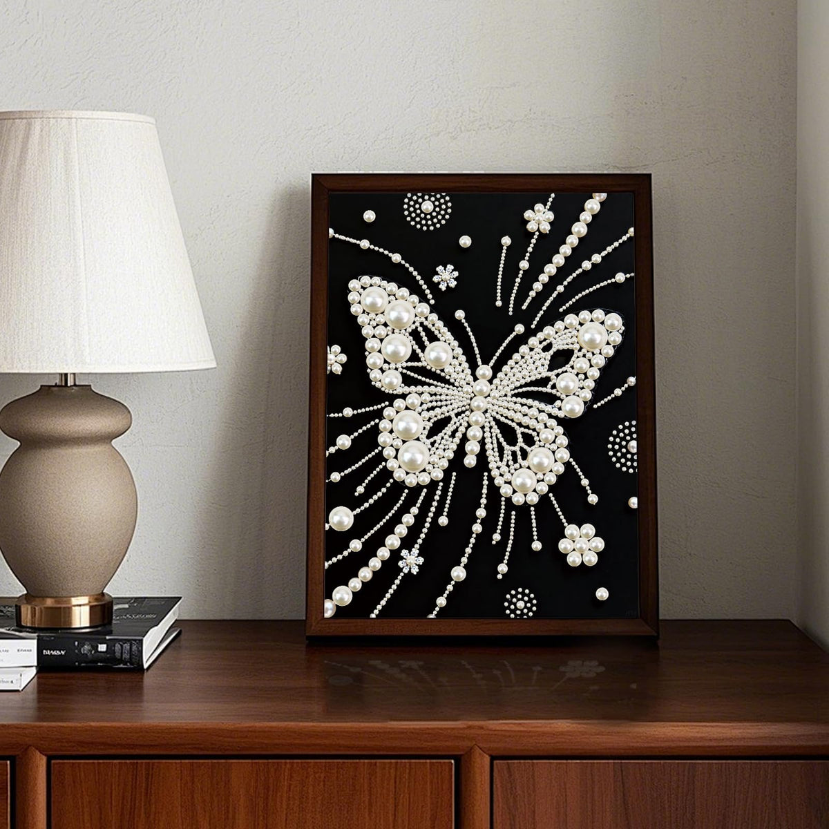 LazyFold DIY Pearl Diamond Art Painting Crafts Kit,White Butterfly Creative Diamond dots Wall Decor for Bedroom Study Home Decor,Handmade Thoughtful House Present