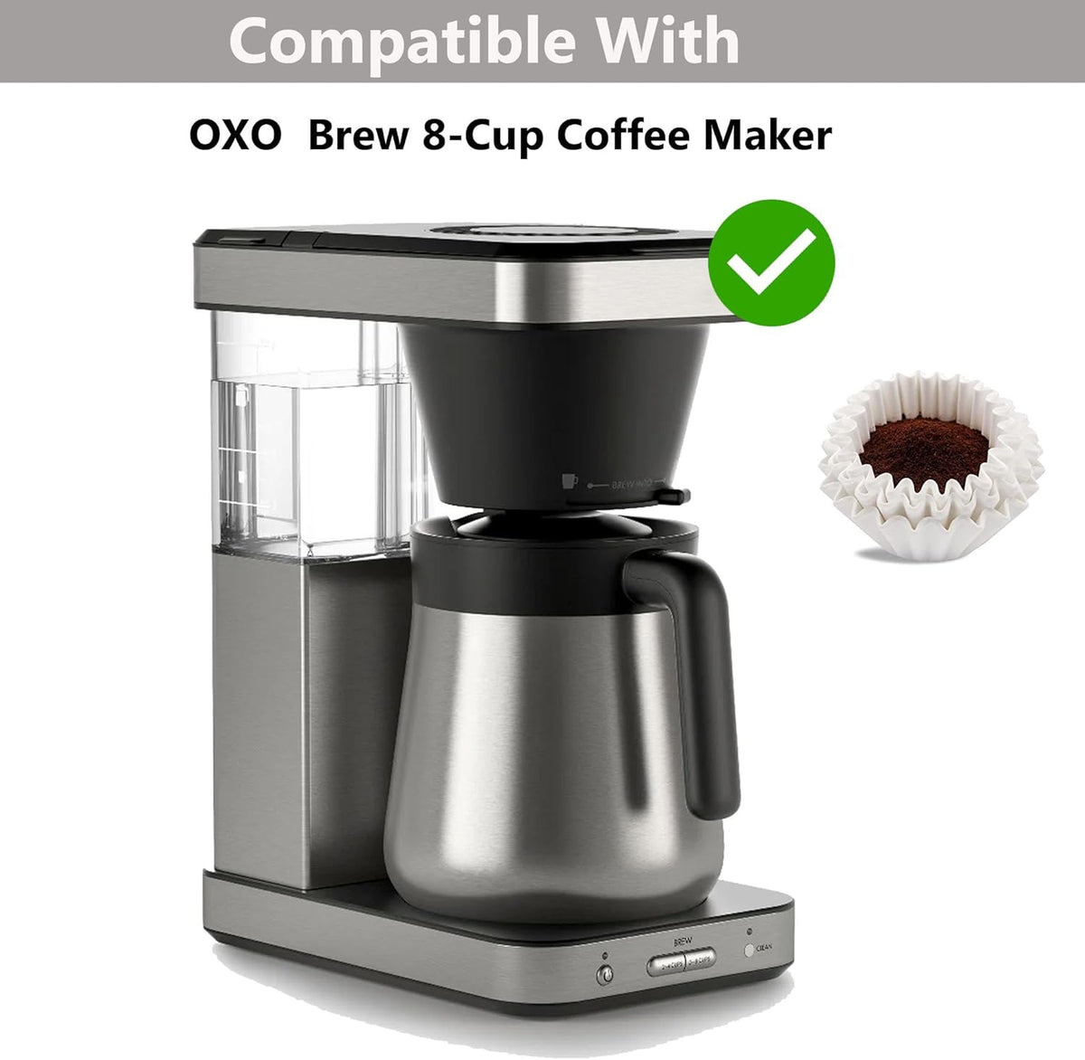 OXO Brew Coffee Filters - 100 Count Paper Filters for 8-Cup Coffee Maker | Compatible with Single-Serve Basket