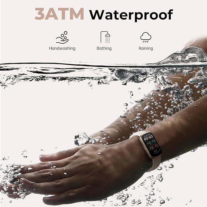 Fitness Tracker for Women Men, Smart Watch Band with 24/7 Heart Rate Blood Oxygen Sleep Monitor, Calories Step Tracker Pedometer 3ATM Waterproof Activity Tracker for Android iOS, Goldlight