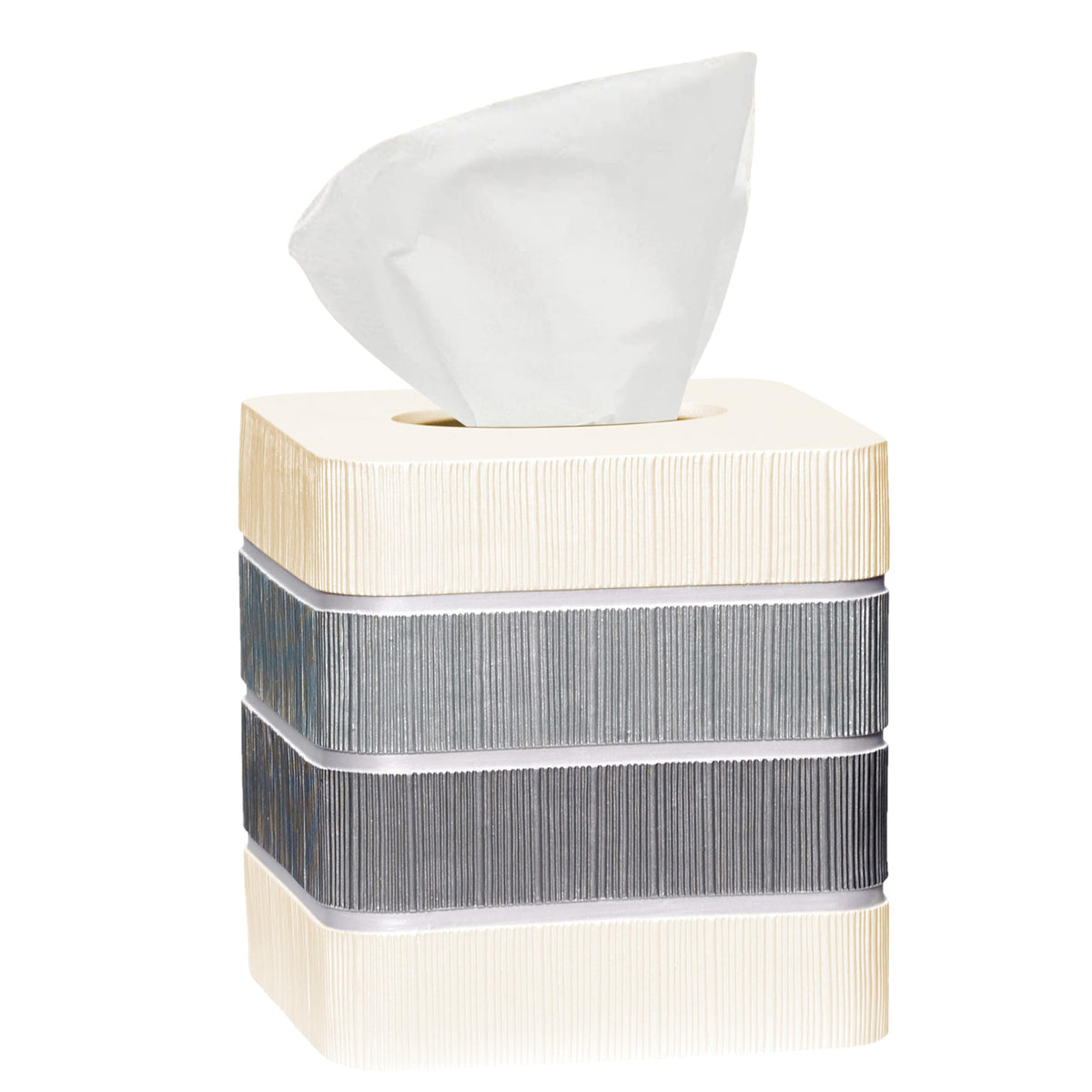 Resin Tissue Box Cover for Modern Home Decor - Minimalist Square Tissue Box Holder for Guest Room, Bedroom, Bathroom, Tabletop & Office - Durable and Aesthetic Tissue Holder, Modern