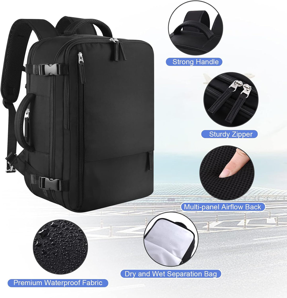 Backpack 40L Backpack, 17 Inch Backpack Sinaliy Large Travel for Women Men, Expandable Carry On Laptop College Bookbag