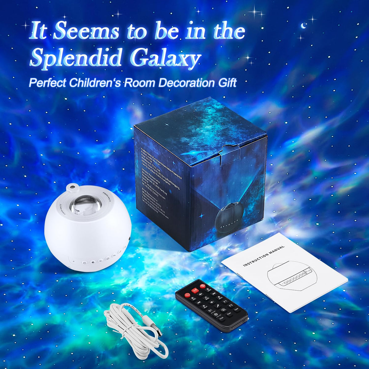 One Fire 360 Lights Galaxy Projector Night Light Projector Star Projector Mothers Day Gifts Teen Girl Gifts for Boys Gift Ideas Women Gifts Birthday Gifts Lava Lamp 15 White Noise+Bluetooth Room Decor